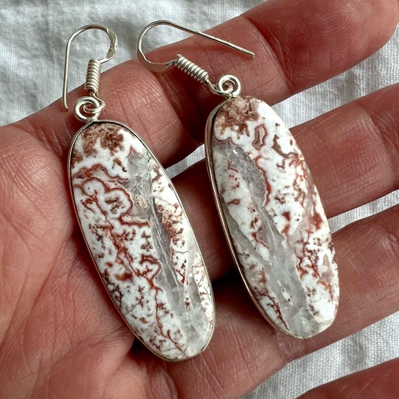 Jewelry - 925 Quartz Vein in Crazy Lace Agate Earrings